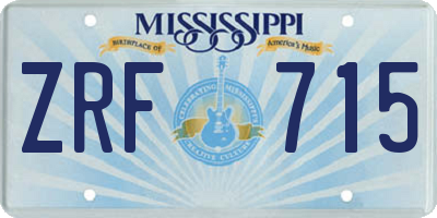 MS license plate ZRF715