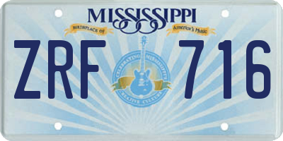 MS license plate ZRF716