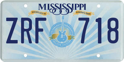 MS license plate ZRF718