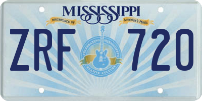 MS license plate ZRF720