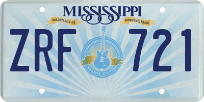 MS license plate ZRF721