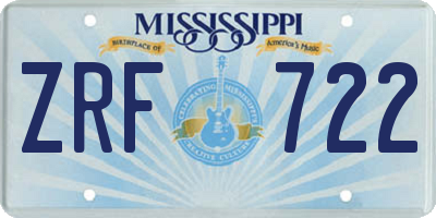 MS license plate ZRF722