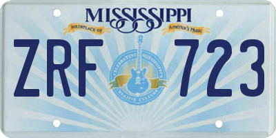 MS license plate ZRF723