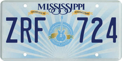 MS license plate ZRF724