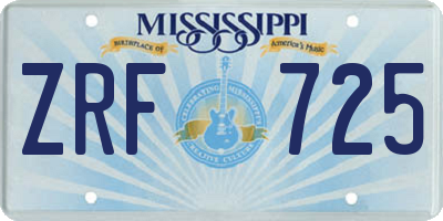 MS license plate ZRF725