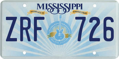 MS license plate ZRF726