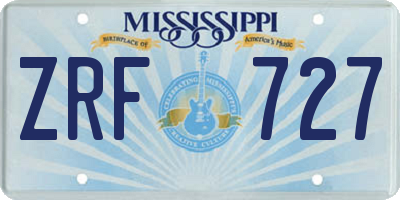 MS license plate ZRF727