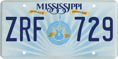 MS license plate ZRF729
