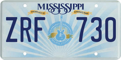 MS license plate ZRF730