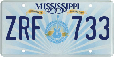 MS license plate ZRF733