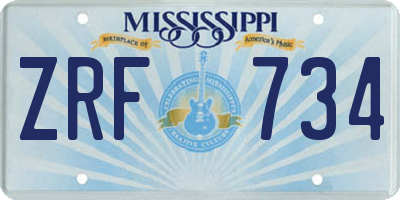 MS license plate ZRF734