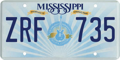 MS license plate ZRF735