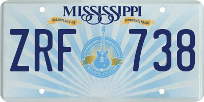 MS license plate ZRF738