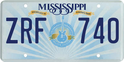 MS license plate ZRF740