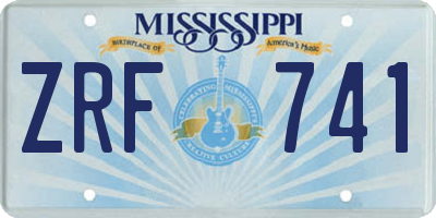 MS license plate ZRF741