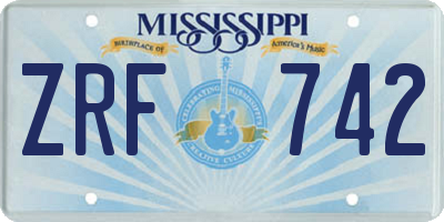 MS license plate ZRF742