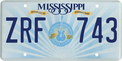 MS license plate ZRF743