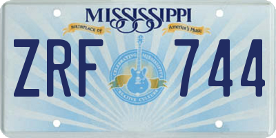 MS license plate ZRF744