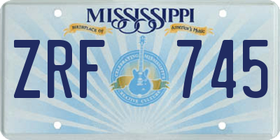 MS license plate ZRF745