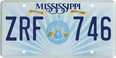 MS license plate ZRF746