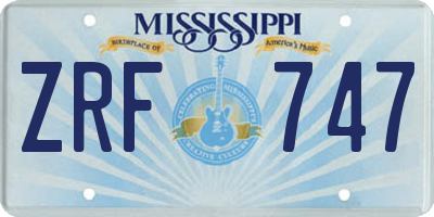 MS license plate ZRF747