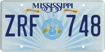 MS license plate ZRF748