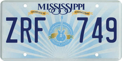 MS license plate ZRF749