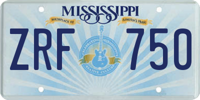 MS license plate ZRF750