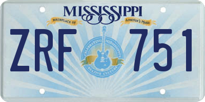 MS license plate ZRF751