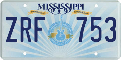 MS license plate ZRF753