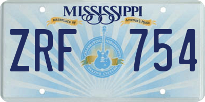 MS license plate ZRF754