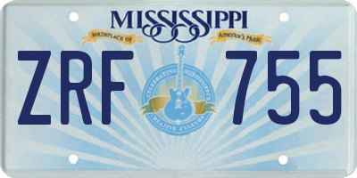 MS license plate ZRF755