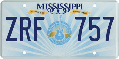 MS license plate ZRF757