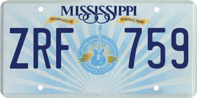 MS license plate ZRF759