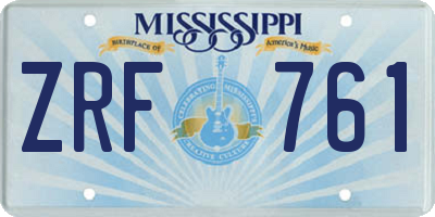 MS license plate ZRF761