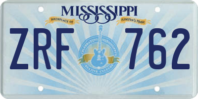 MS license plate ZRF762