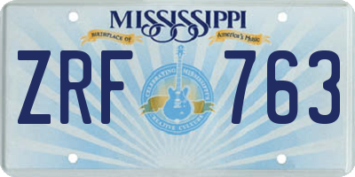 MS license plate ZRF763