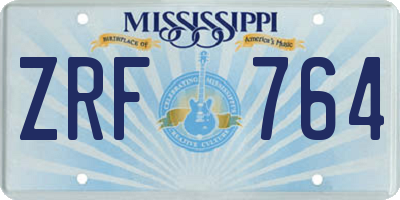MS license plate ZRF764