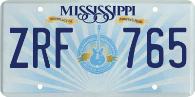 MS license plate ZRF765