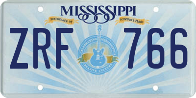 MS license plate ZRF766