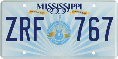 MS license plate ZRF767
