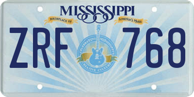 MS license plate ZRF768