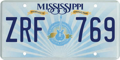 MS license plate ZRF769