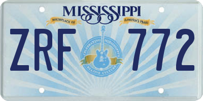 MS license plate ZRF772