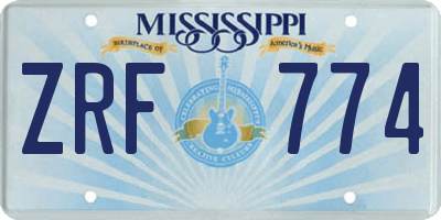 MS license plate ZRF774