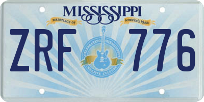 MS license plate ZRF776