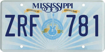 MS license plate ZRF781
