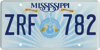 MS license plate ZRF782