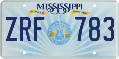 MS license plate ZRF783