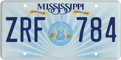MS license plate ZRF784